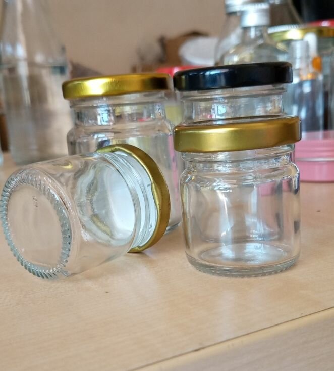 Glass bottles,jam, candle,etc