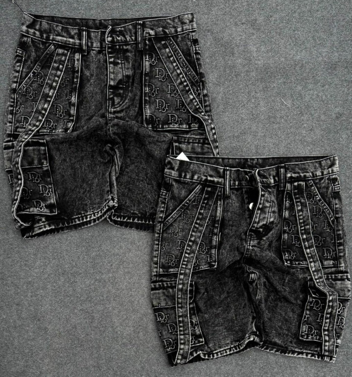 Shorts en jean noir imprimé