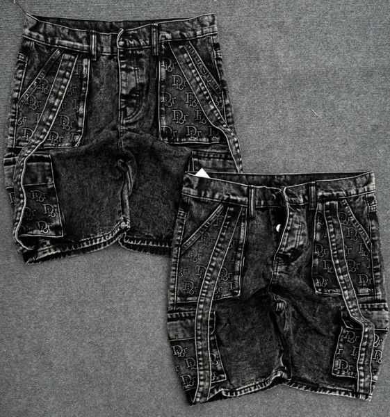 Shorts en jean noir imprimé