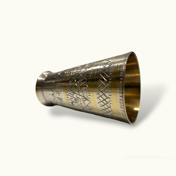 Beautiful Brass Glass, Flower Carved Brass Glass, Brass Glas