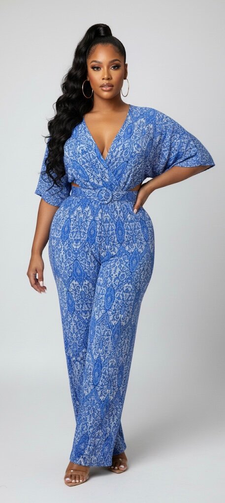 Combinaison Bleu Bohème Élégante