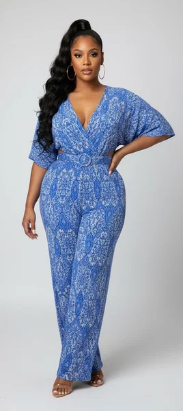 Combinaison Bleu Bohème Élégante