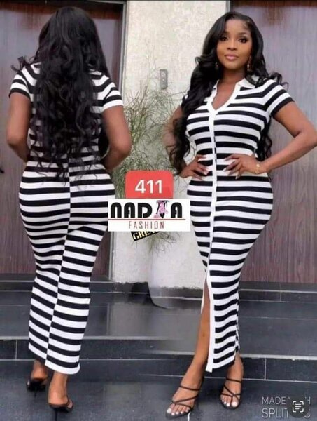 Robe longue rayée élégante