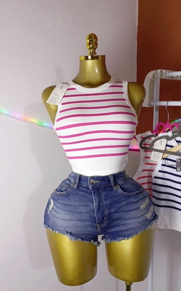 Débardeur rayé en coton