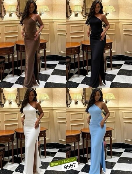 Robe longue élégante à un épaule