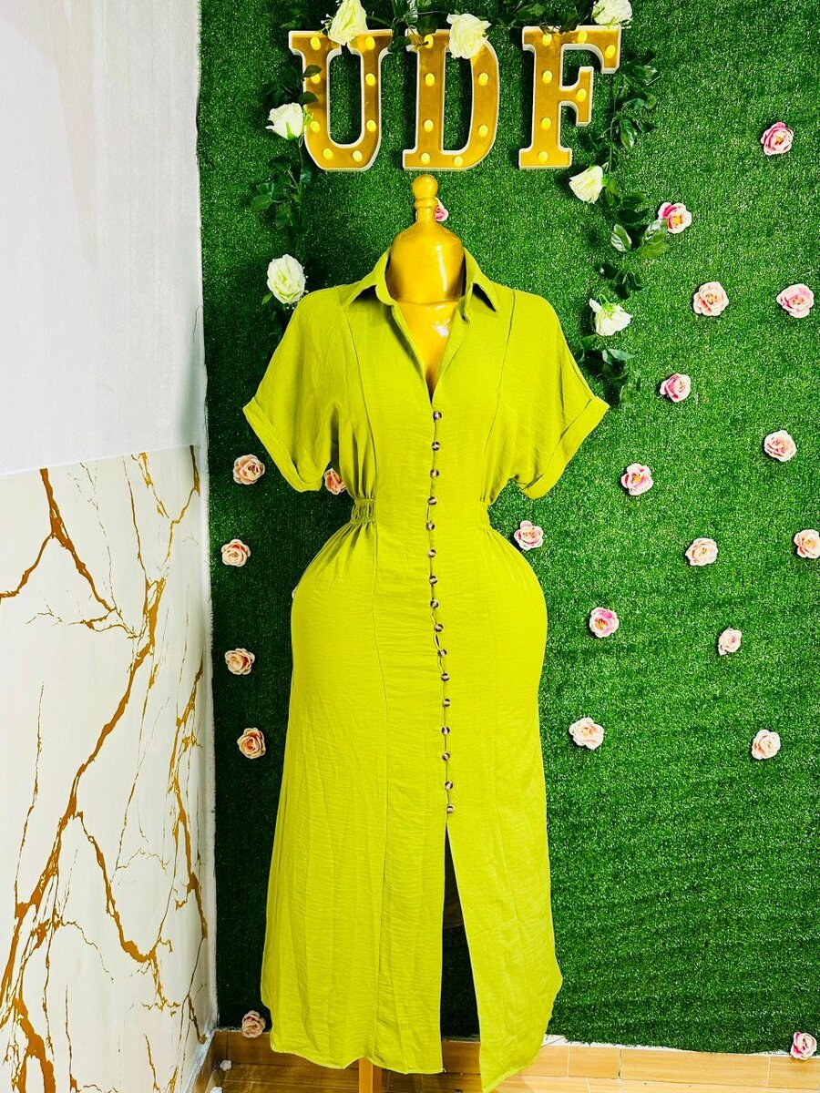 Robe chemise fluide verte