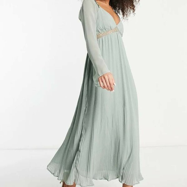 Green lace inset dress