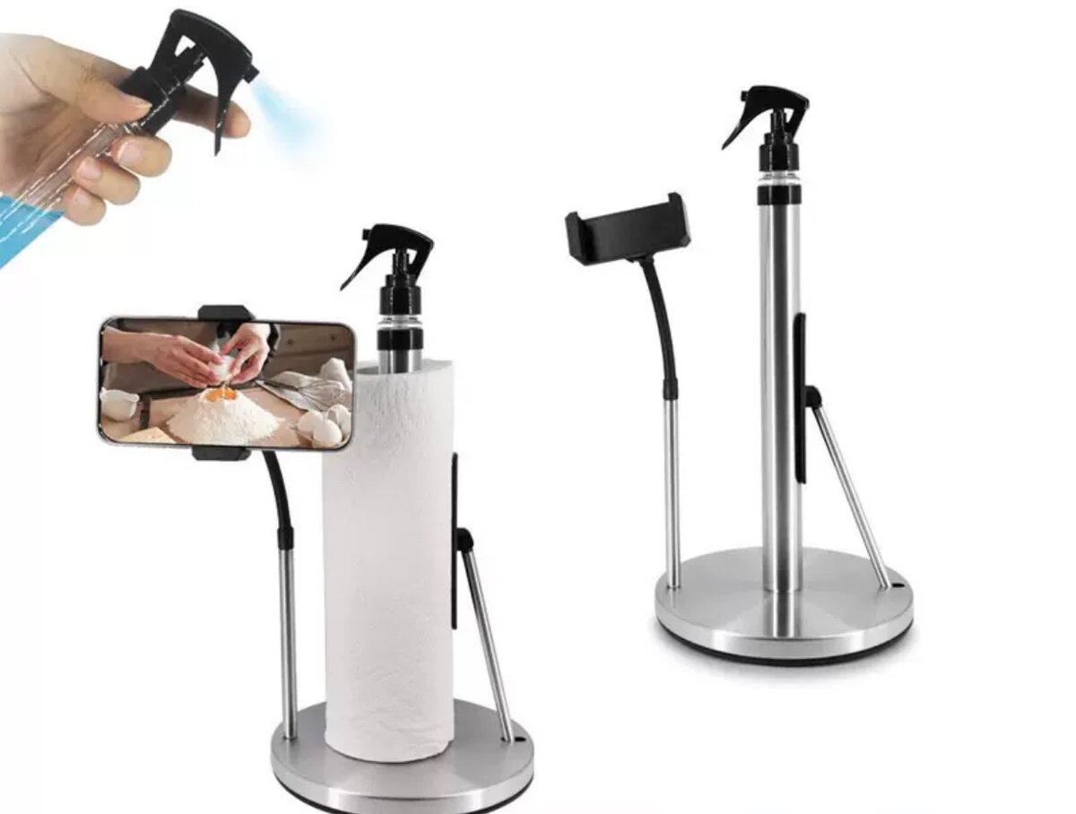Tissue stand with disinfectant bottle ,n phone holder
