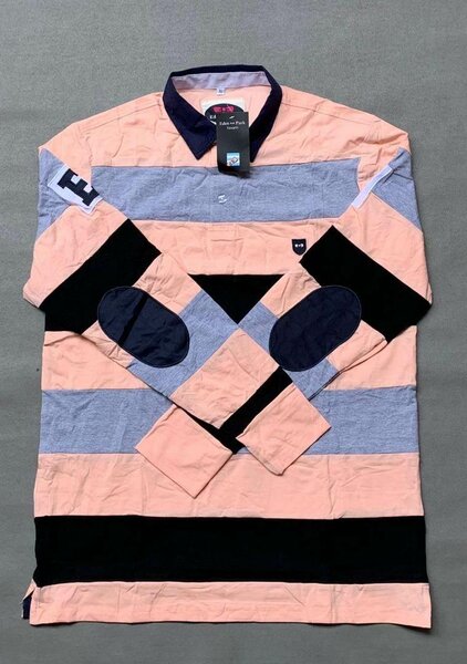 Polo à rayures col contrasté