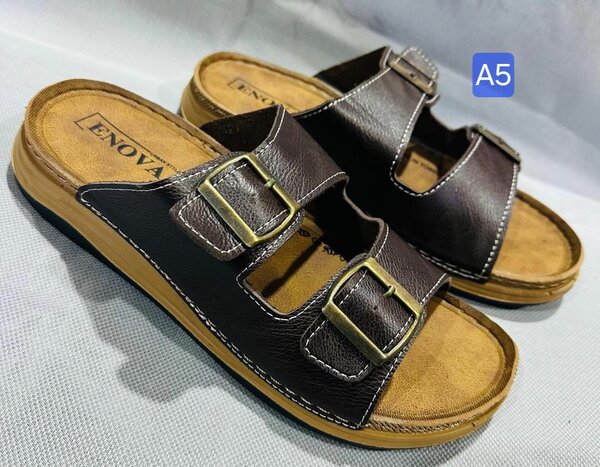 Sandales homme en cuir brun