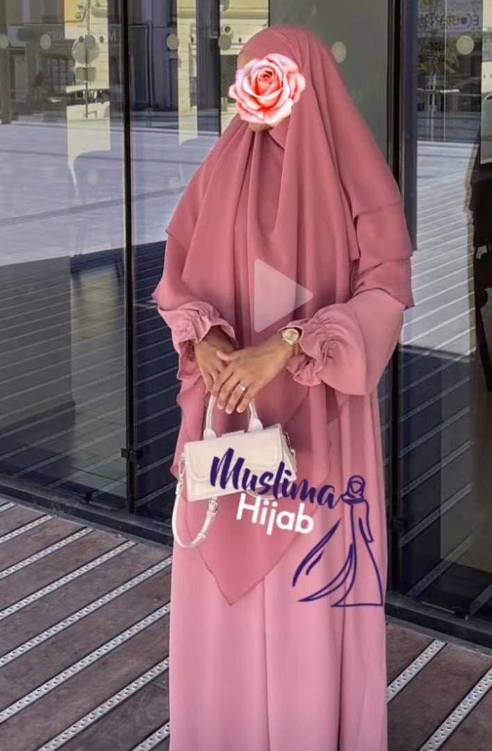 Jilbab long rose élégant