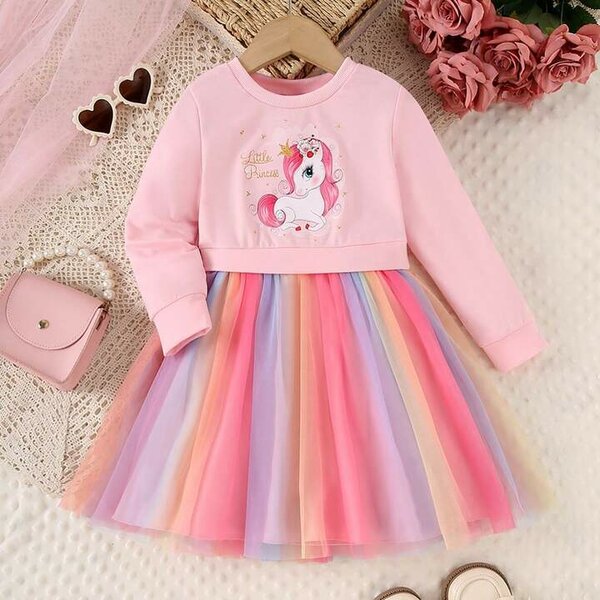 Robe Licorne Arc-en-ciel Fille