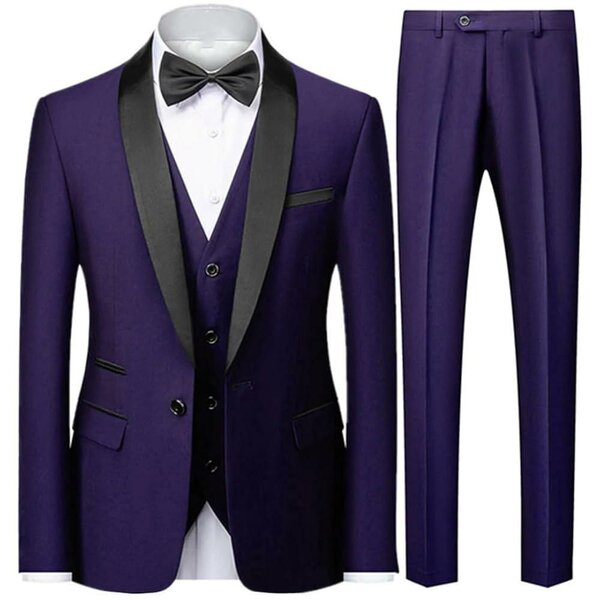 Costume trois pièces violet homme