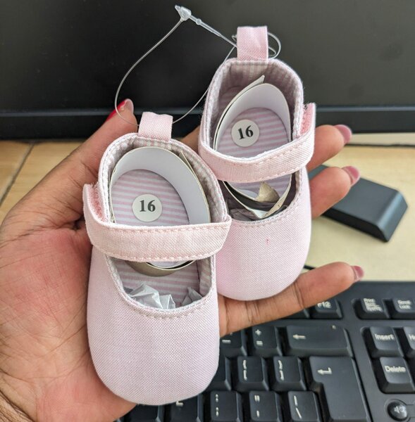 Pink soft slippers for girl size 16