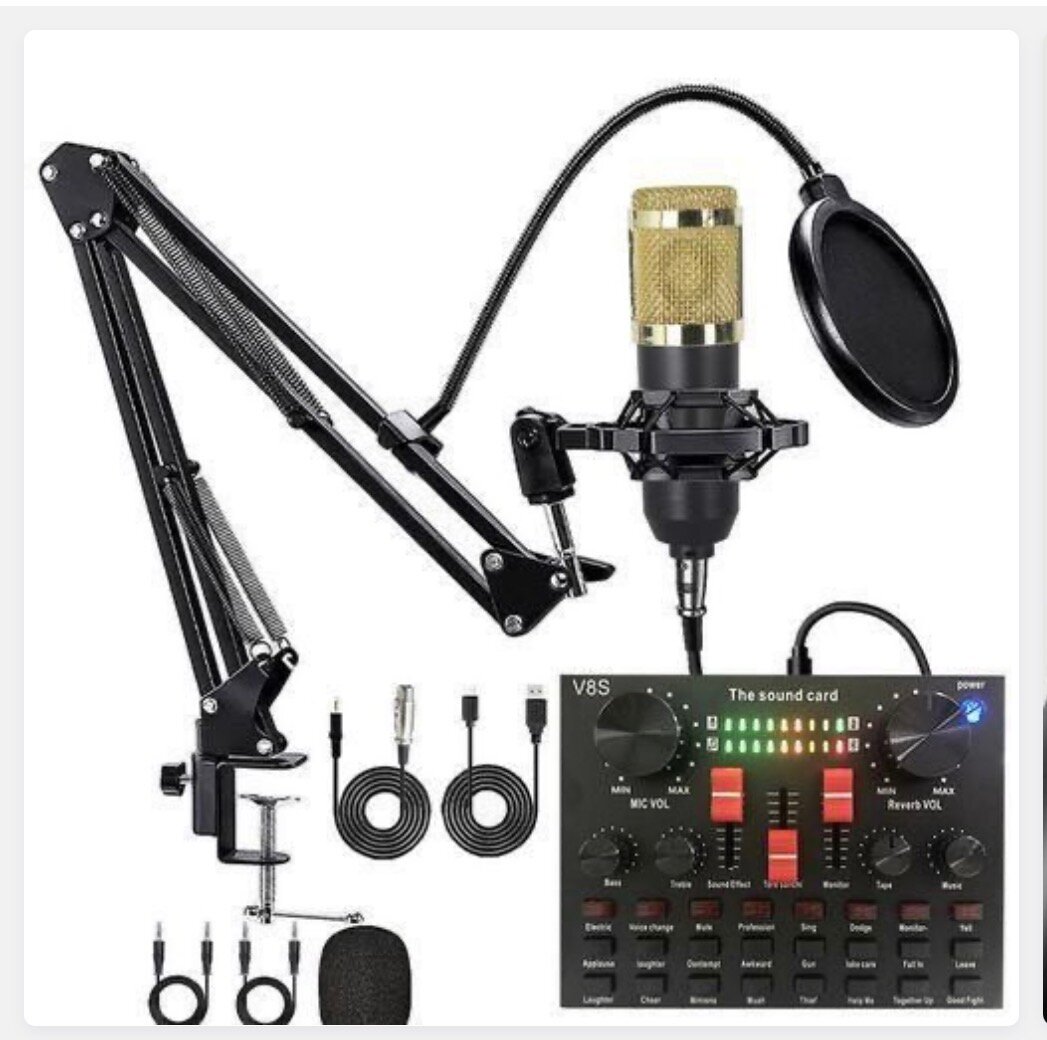 Microphone avec support et carte son