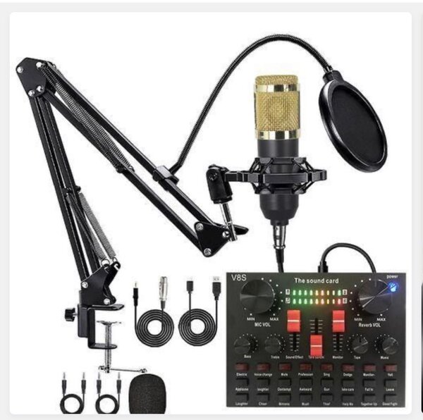 Microphone avec support et carte son