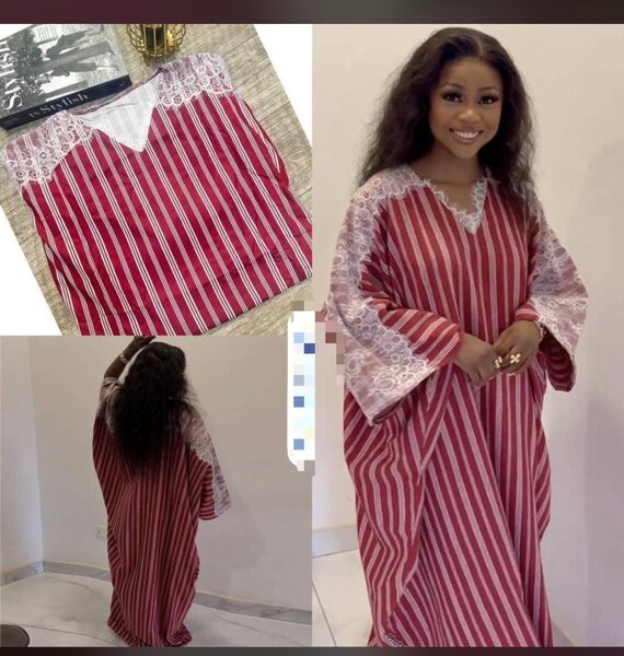 Caftan rayé pour femme, confortable et élégant