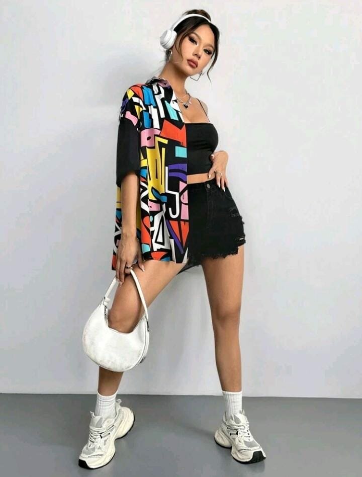 Chemise graphique oversize femme