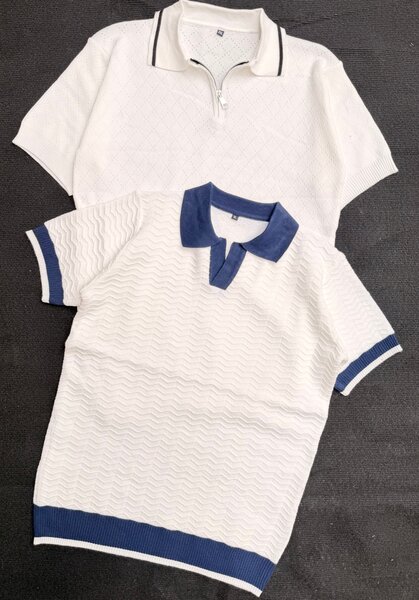 Polo homme blanc et bleu