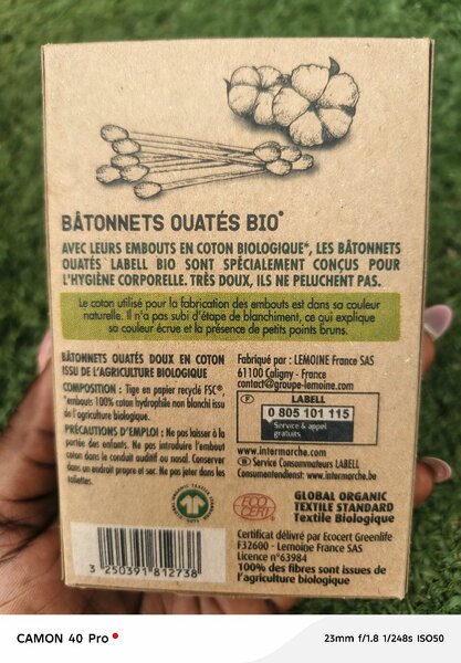 Cotons-Tiges Bio 100% Coton