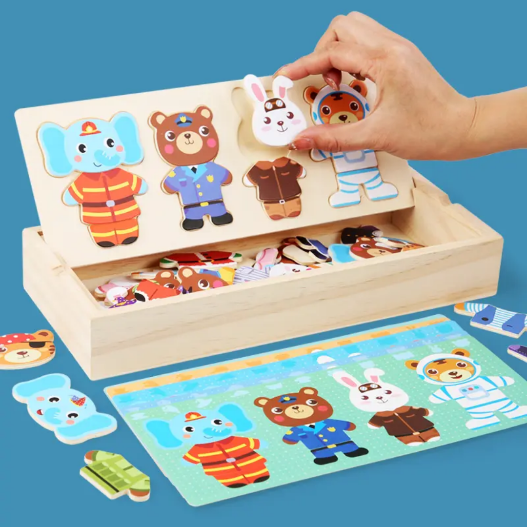 Puzzle habillage en bois enfants