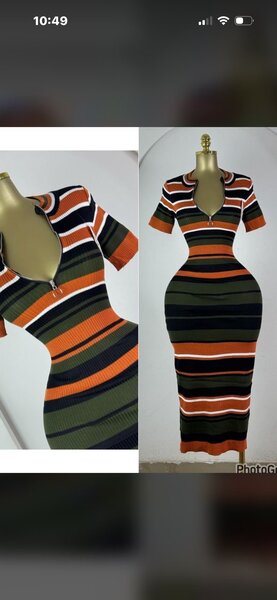 Robe Rayée Col Zippé