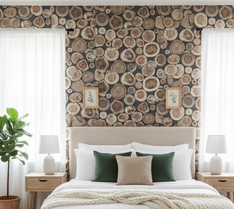 Papier peint effet bois rustique