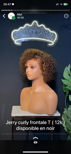 Perruque jerry curly frontal T