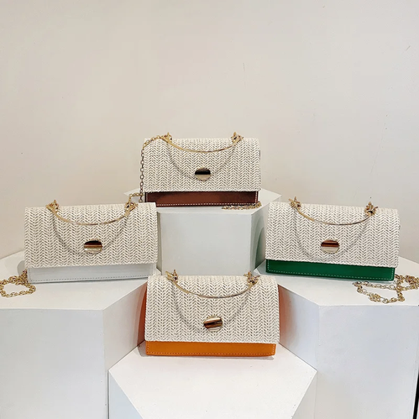 Sac à bandoulière en paille tissé