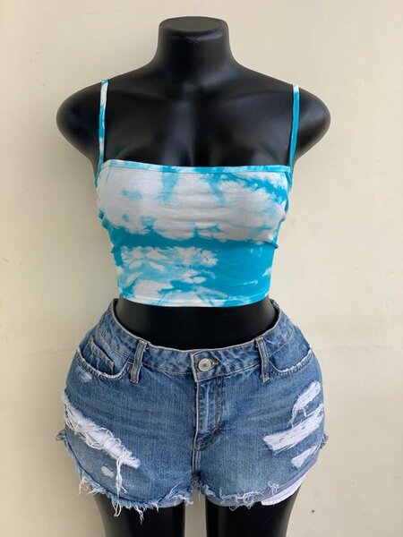Top tie-dye bleu mode