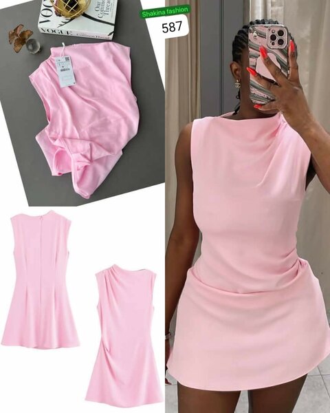 Robe rose élégante sans manches