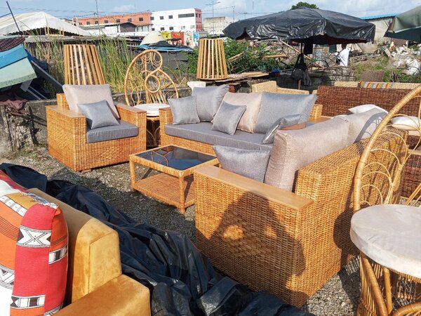 Ensemble canapé en rotin