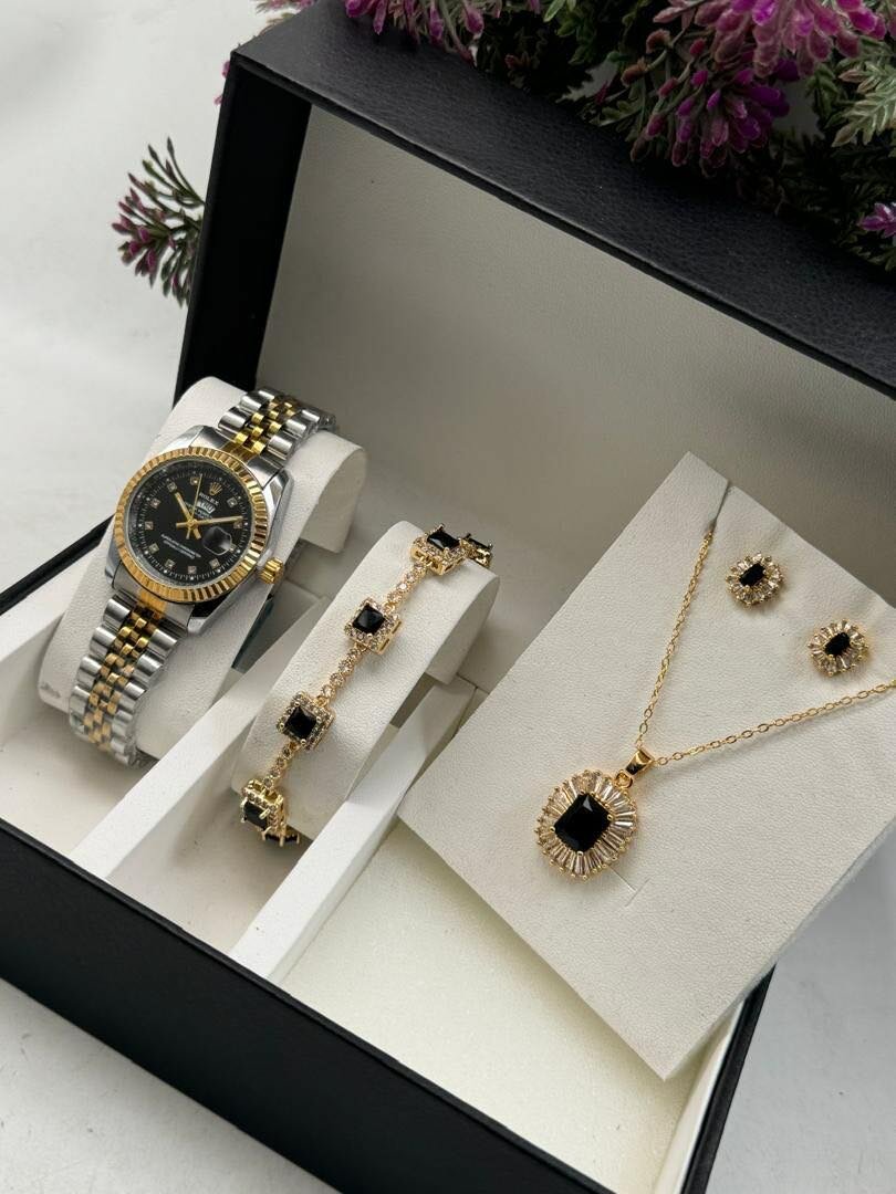 Watch, bracelet and necklace set for ladies