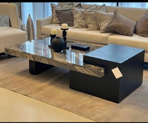 Table basse en marbre et bois