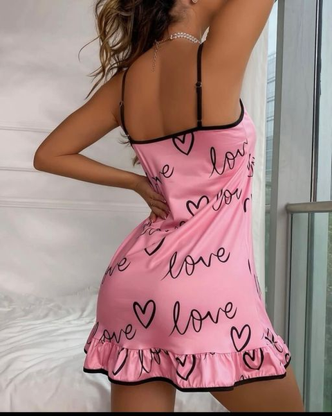 pink nightgown with inscriptions