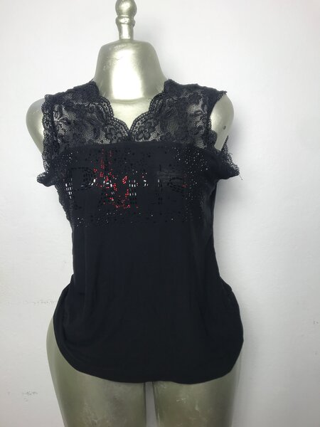 Débardeur noir dentelle femme