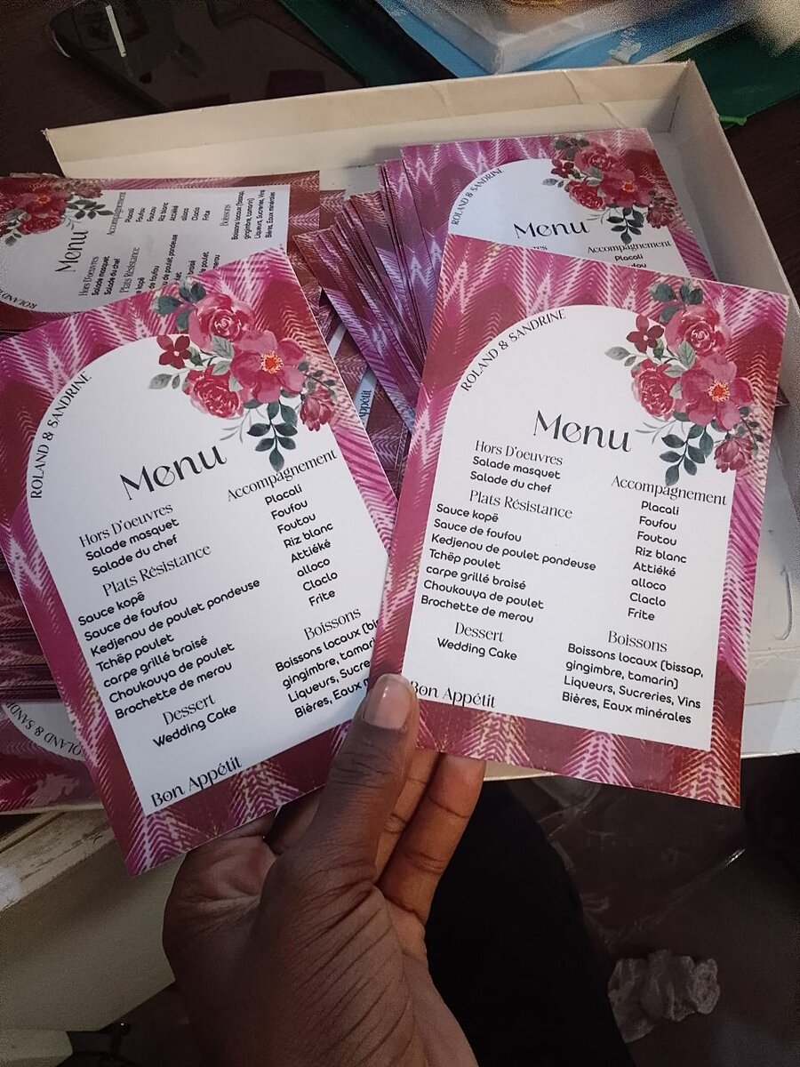 Menus élégants pour événements