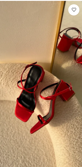 Odelia Red Ankle Strap Block Heel