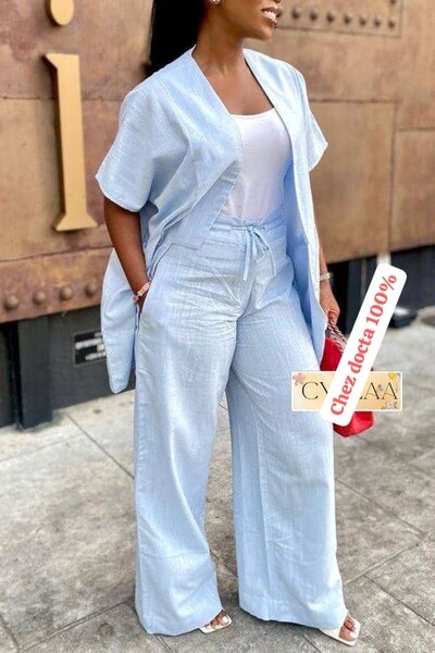 Ensemble pantalon ample bleu