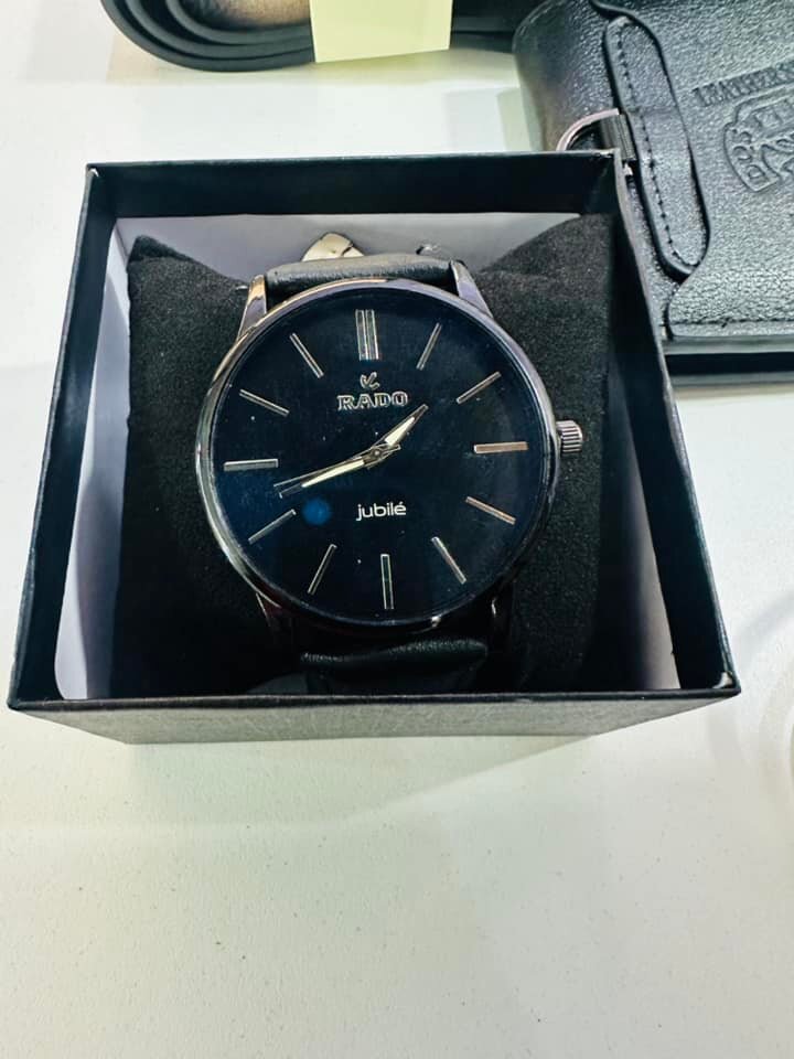 Watch with leather strap