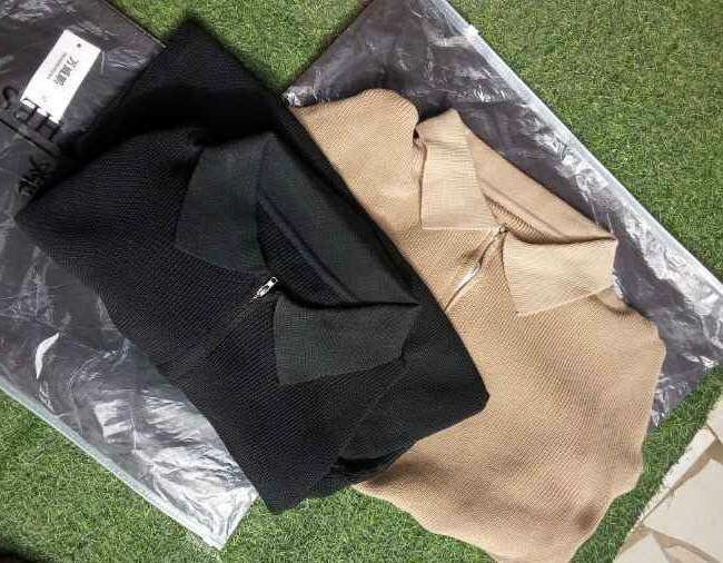 Pull à col zippé en polyester