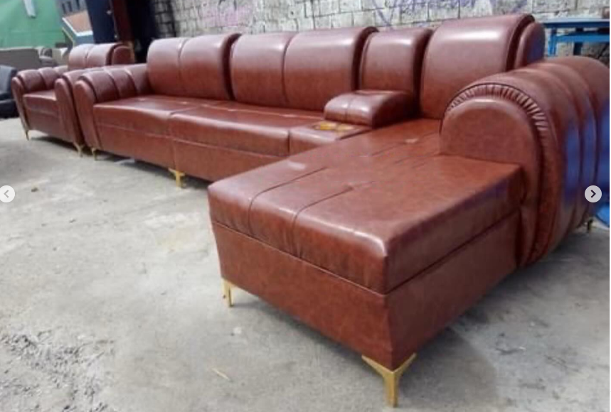 Corner sofa and leather armchair