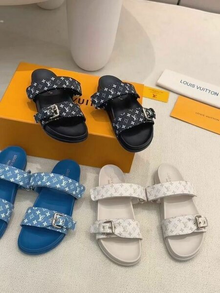 LUIS VUITTON DENIM SLIDES