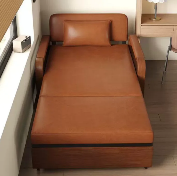 Lit simple en cuir élégant