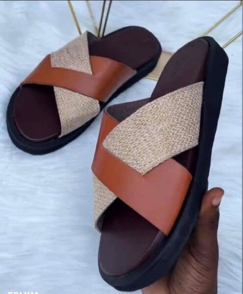 Sandales en cuir et jute