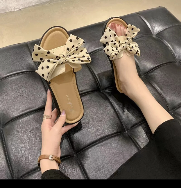 Sandales à nœud pois femme