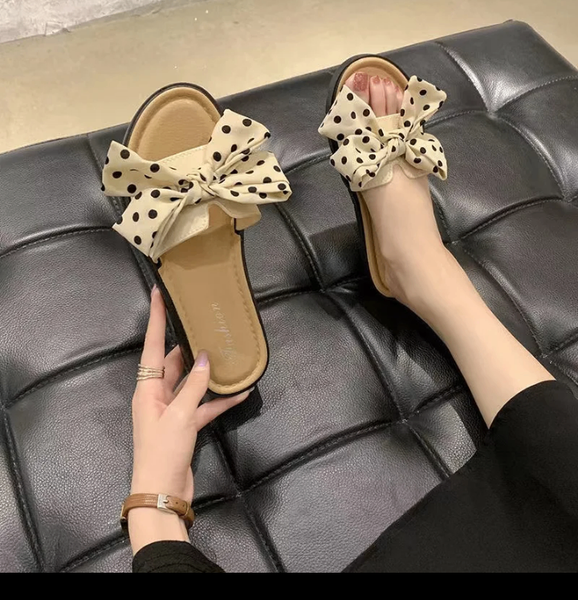 Sandales à nœud pois femme