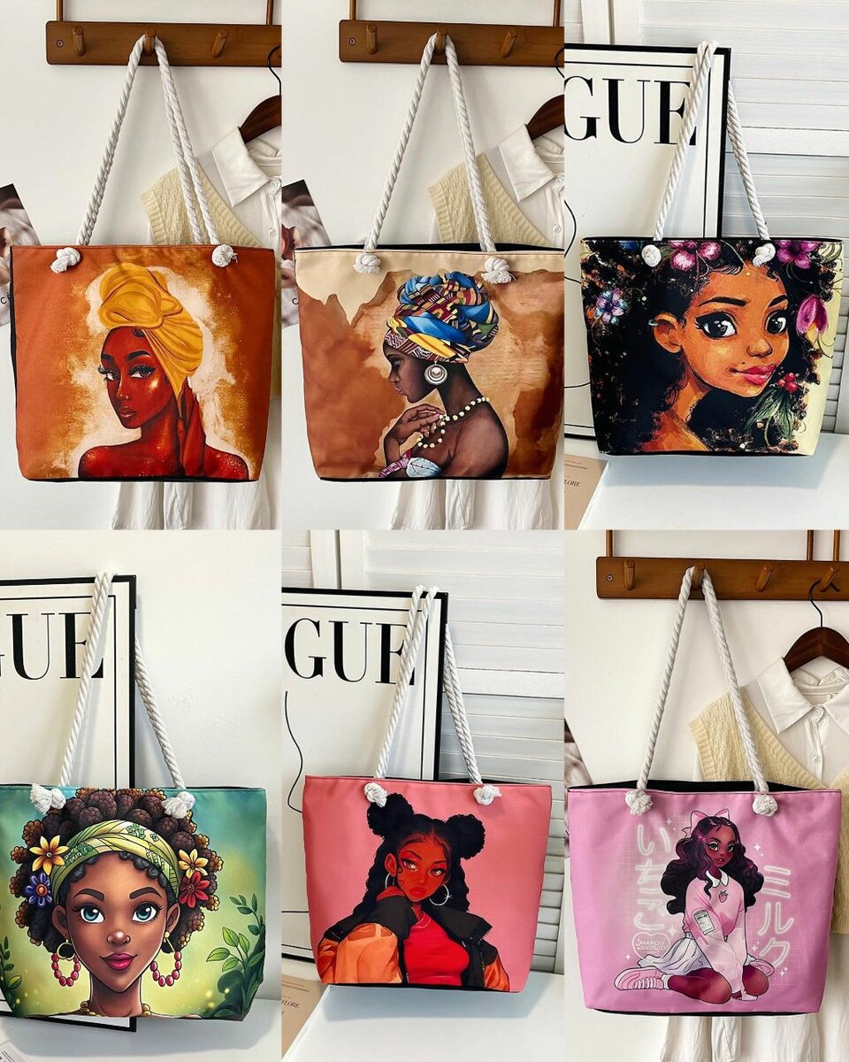 Sac cabas en toile illustrée