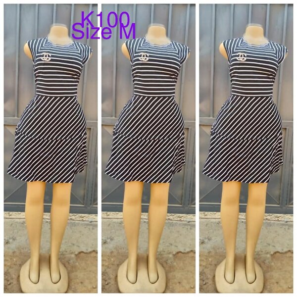 Dress black striped, Chanel logo, size M