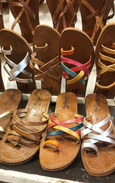 Sandales en cuir multicolores
